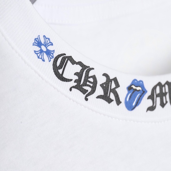 Chrome Hearts Roling Stones Blue Neck Script Logo Tee - Picture 7 of 9